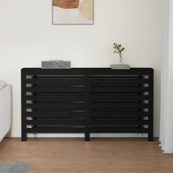 Copertura Termosifone Nera 153x19x84 cm Legno Massello di Pino