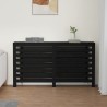 Copertura Termosifone Nera 153x19x84 cm Legno Massello di Pino