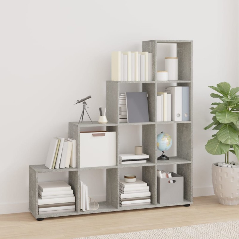 Libreria a Scala Grigio Cemento 142 cm in Legno ingegnerizzato