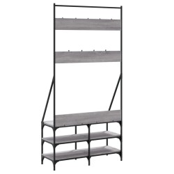 Appendiabiti con Porta Scarpe Grigio Sonoma 90x34x184 cm