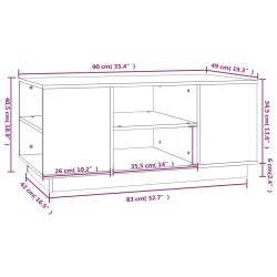 vidaXL Tavolino da Salotto 90x49x40,5 cm in Legno Massello di Pino