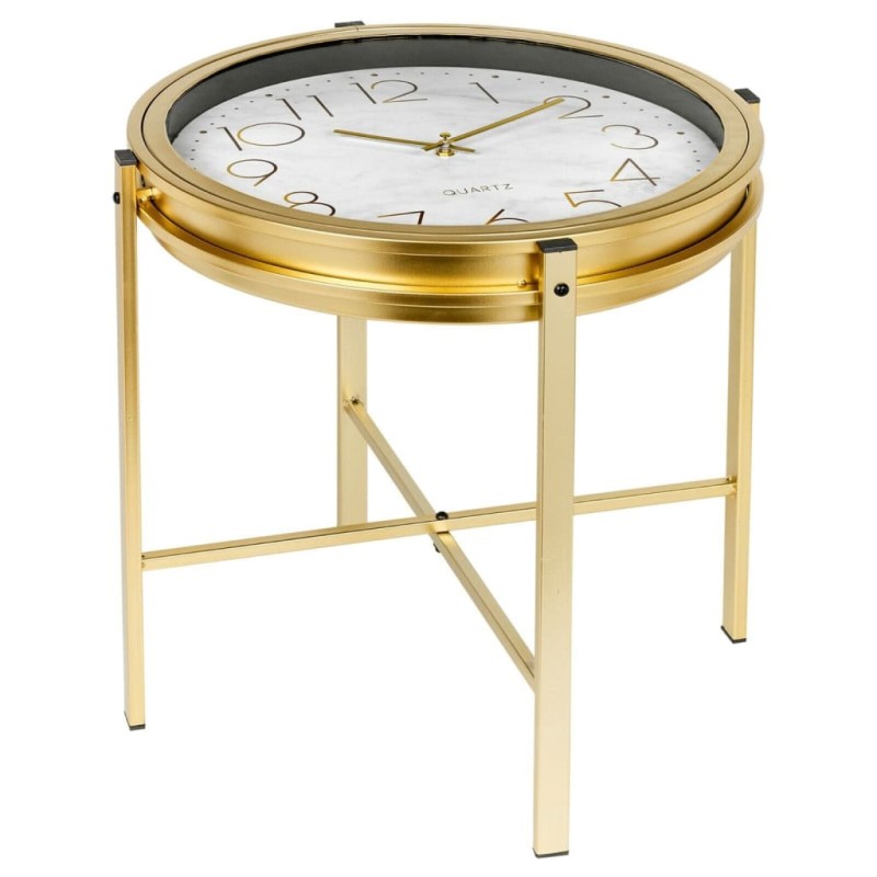 Home&Styling Tavolino con Orologio Oro