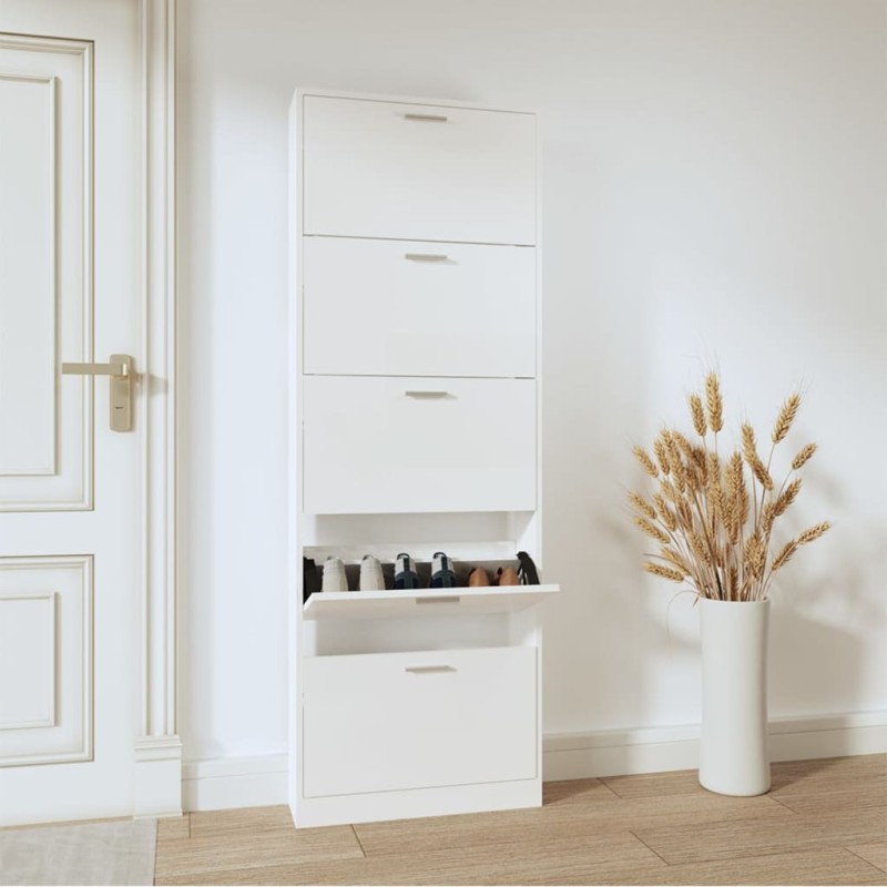 vidaXL Scarpiera Bianco Lucido 59x17x169 cm in Legno ingegnerizzato