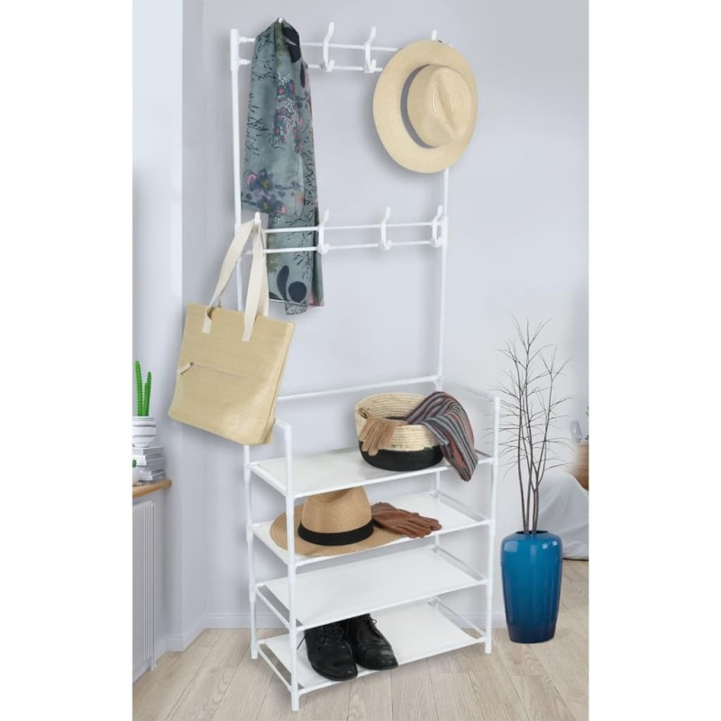 Storage solutions Appendiabiti con 4 Ripiani 60x26x155 cm Bianco