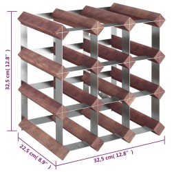 vidaXL Portabottiglie per 12 Bottiglie Legno Massello di Pino Marrone