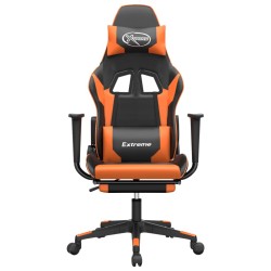 Sedia Gaming Massaggio Poggiapiedi Nero e Arancione Similpelle