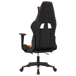 Sedia Gaming Massaggio Poggiapiedi Nero e Arancione Similpelle