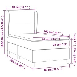 Giroletto a Molle con Materasso Marrone Scuro 80x200 cm Tessuto