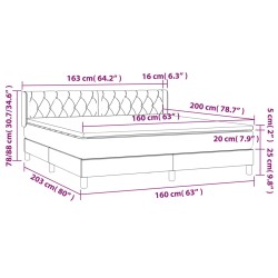 Giroletto a Molle con Materasso Marrone Scuro 160x200cm Tessuto