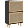 vidaXL Scarpiera Nero 52x25x80cm Legno ingegnerizzato e Rattan Naturale