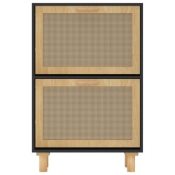 vidaXL Scarpiera Nero 52x25x80cm Legno ingegnerizzato e Rattan Naturale