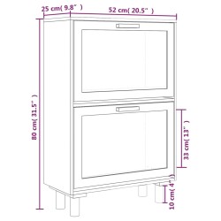 vidaXL Scarpiera Nero 52x25x80cm Legno ingegnerizzato e Rattan Naturale