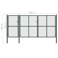 Cancello per Giardino in Acciaio 400x150 cm Verde