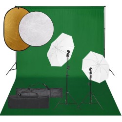 vidaXL Kit per Studio Fotografico con Set Luci, Fondale e Riflettore