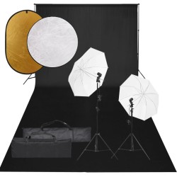 vidaXL Kit per Studio Fotografico con Set Luci, Fondale e Riflettore