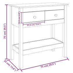 Tavolo Consolle 75x35x75 cm in Legno Massello di Pino