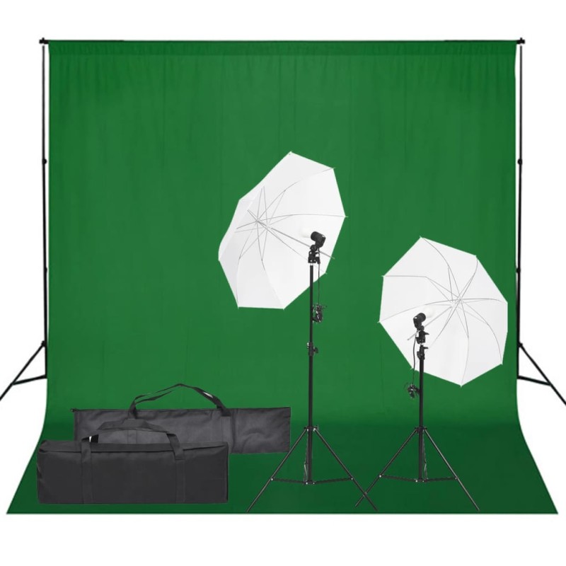 vidaXL Kit per Studio Fotografico con Set di Luci e Fondale