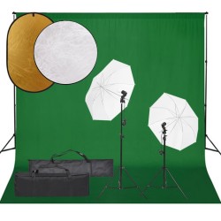 vidaXL Kit per Studio Fotografico con Set Luci, Fondale e Riflettore