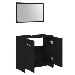 Set Mobili da Bagno 3 pz Nero in Truciolato