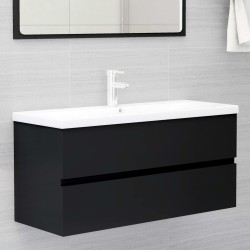 Mobile da Bagno con Lavabo Integrato Nero in Truciolato