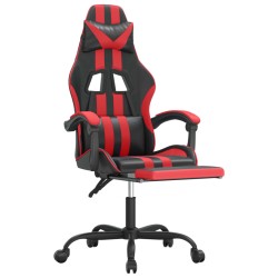 Sedia da Gaming Girevole Poggiapiedi Nero e Rosso Similpelle