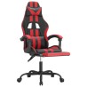 Sedia da Gaming Girevole Poggiapiedi Nero e Rosso Similpelle