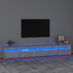 vidaXL Mobile Porta TV con Luci LED Grigio Cemento 270x35x40 cm