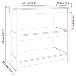 Tavolo Consolle Bianco 80x40x74 cm in Legno Massello di Pino