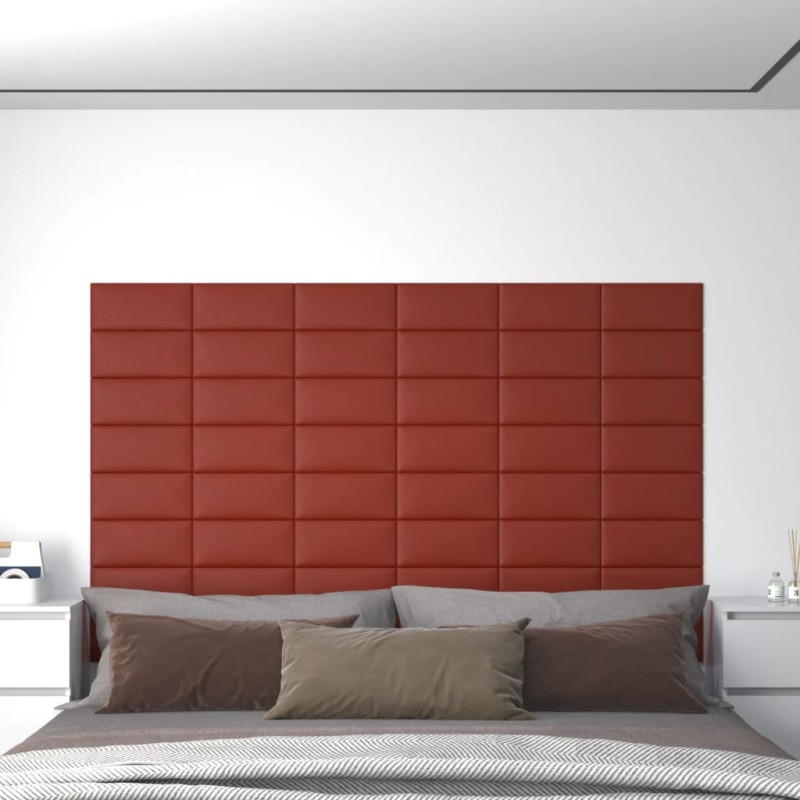 Pannelli Murali 12 pz Rosso Vino 30x15 cm in Similpelle 0,54 m²