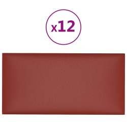 Pannelli Murali 12 pz Rosso Vino 30x15 cm in Similpelle 0,54 m²