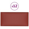 Pannelli Murali 12 pz Rosso Vino 30x15 cm in Similpelle 0,54 m²