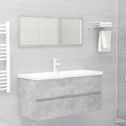 Mobile Bagno con Lavabo Integrato Grigio Cemento in Truciolato