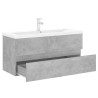 Mobile Bagno con Lavabo Integrato Grigio Cemento in Truciolato