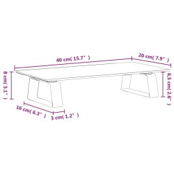 Supporto per Monitor Bianco 40x20x8cm Vetro Temperato e Metallo