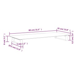 Supporto per Monitor Nero 80x35x8cm Vetro Temperato e Metallo