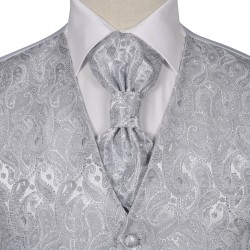 Set Gilet di Nozze da Uomo Paisley Elegante Taglia 52 Argento