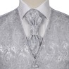 Set Gilet di Nozze da Uomo Paisley Elegante Taglia 52 Argento