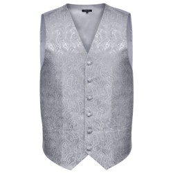 Set Gilet di Nozze da Uomo Paisley Elegante Taglia 52 Argento