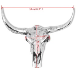 Decorazione Testa del Cranio a Parete in Alluminio Argento