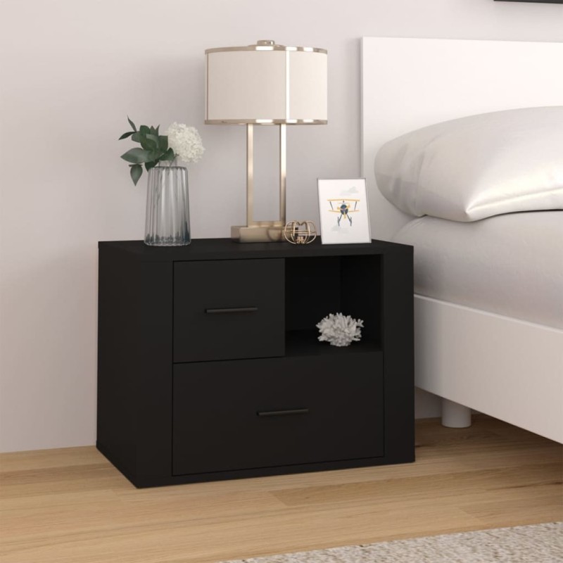 vidaXL Comodino Nero 60x36x45 cm in Legno ingegnerizzato