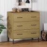 vidaXL Credenza 3 Cassetti Marrone 77x40x79,5 cm Legno Massello OSLO