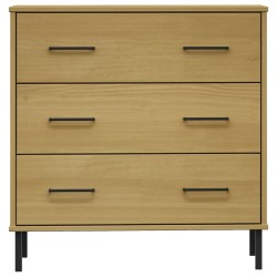 vidaXL Credenza 3 Cassetti Marrone 77x40x79,5 cm Legno Massello OSLO