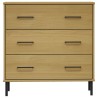 vidaXL Credenza 3 Cassetti Marrone 77x40x79,5 cm Legno Massello OSLO