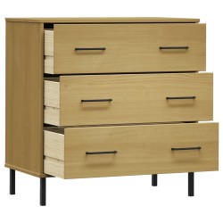 vidaXL Credenza 3 Cassetti Marrone 77x40x79,5 cm Legno Massello OSLO