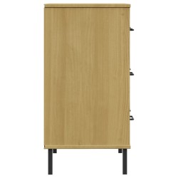 vidaXL Credenza 3 Cassetti Marrone 77x40x79,5 cm Legno Massello OSLO