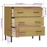 vidaXL Credenza 3 Cassetti Marrone 77x40x79,5 cm Legno Massello OSLO