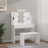 vidaXL Set Tavolo da Toeletta Bianco con LED in Legno ingegnerizzato