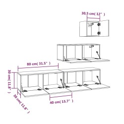 vidaXL Set di Mobili Porta TV 4 pz Rovere Sonoma in Legno ingegnerizzato