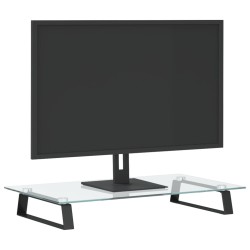 Supporto per Monitor Nero 60x35x8cm Vetro Temperato e Metallo