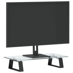 Supporto per Monitor Nero 40x20x8cm Vetro Temperato e Metallo